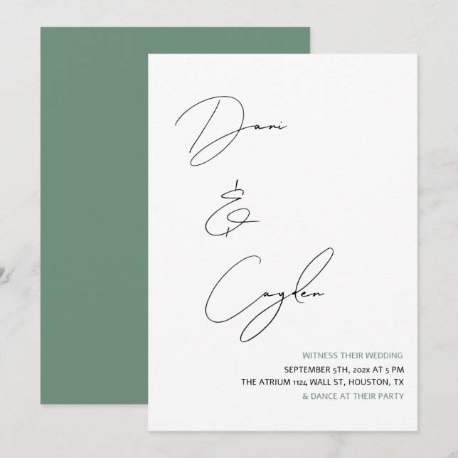 Casual Chic Handwriting Style Wedding Invitation (Front/Back)