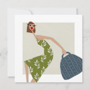 Casual Chic Summer Fashion Illustration Art Card