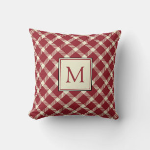Casual Classic Red Plaid with Monogram Cushion