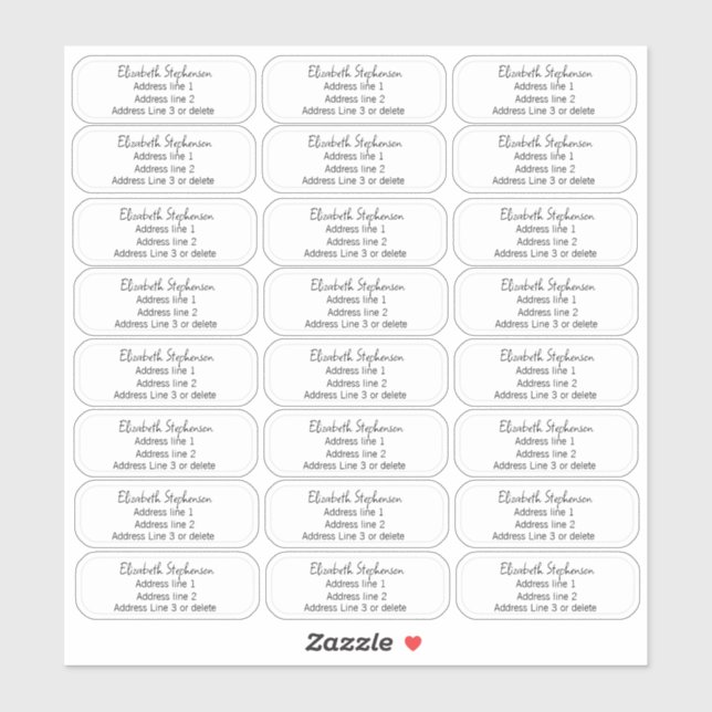 Casual Clear Three Line Return Address Transparent (Sheet)