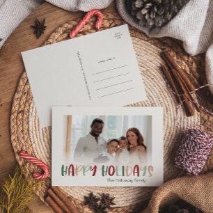 Casual Colourful Happy Holidays Faded Photo Holiday Postcard