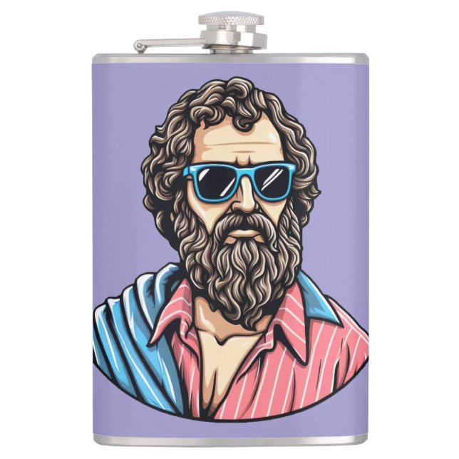 Casual Cool Philosopher Look Hip Flask (Front)