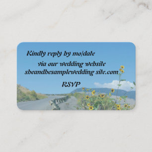 Casual country road mountain sunflowers wedding enclosure card