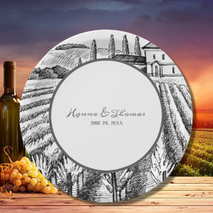 Casual Country Vineyard Winery Destination Wedding Paper Plate