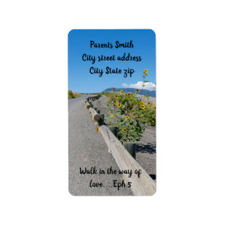 Casual country west mountain road flowers return label