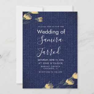 Casual Denim and Wild Flowers Wedding Invitation