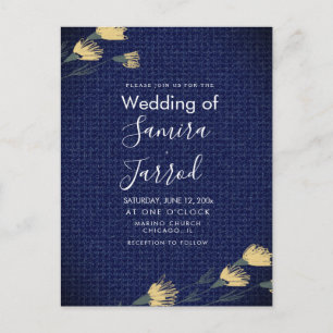 Casual Denim and Wild Flowers Wedding Postcard
