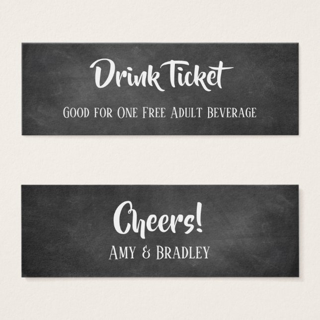 Casual Drink Tickets in White Over Chalkboard (Front & Back)