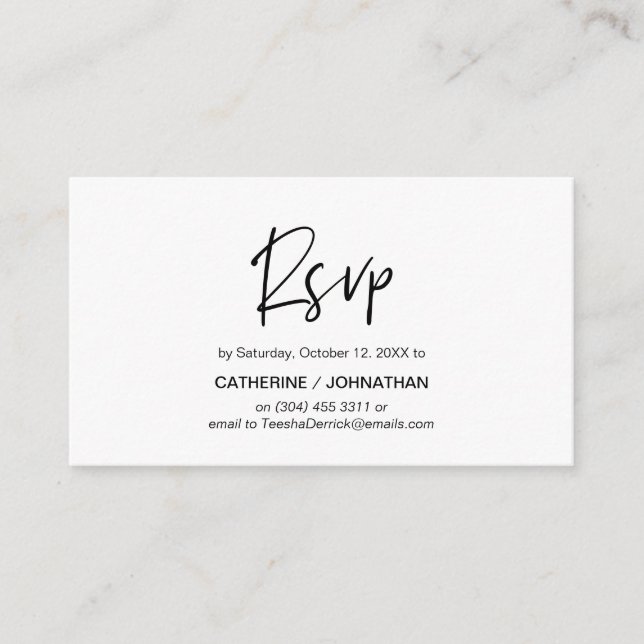 Casual Elegance, Black Script, RSVP respond Enclosure Card (Front)