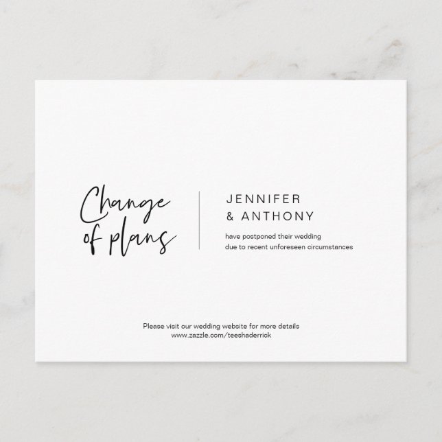 Casual elegance, Change of plans, Postponed Postcard (Front)