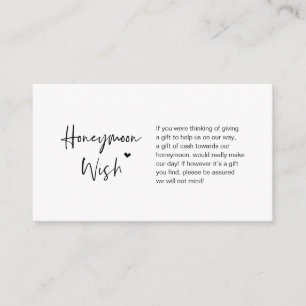 Casual elegance minimal, Black ink, Honeymoon Wish Enclosure Card