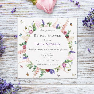 Casual Floral & Butterflies Bridal Shower  Invitation