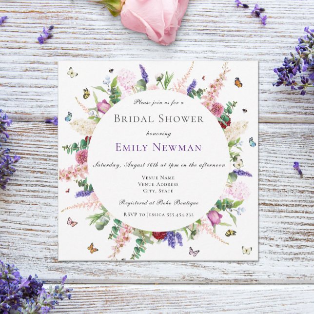 Casual Floral & Butterflies Bridal Shower  Invitation (Creator Uploaded)