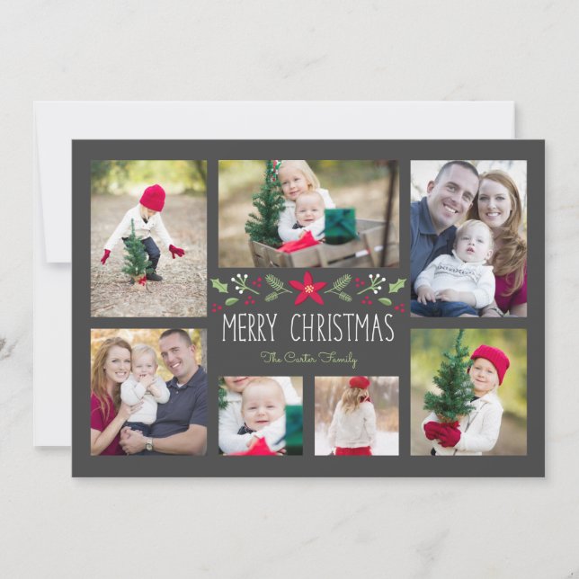 Casual Folk Floral Holiday Card (Front)