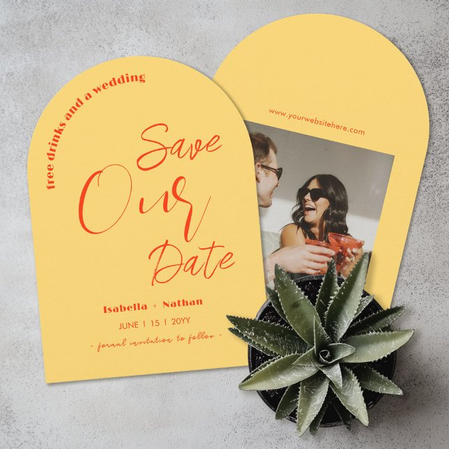 Casual Fun Yellow Summer Wedding Save The Date Invitation (Creator Uploaded)