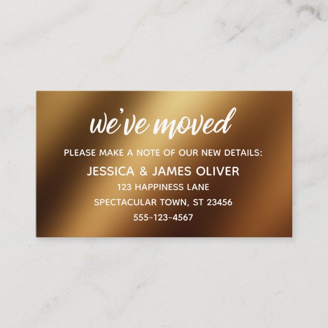 Casual Gold Ombre "We've Moved" Card (Front)