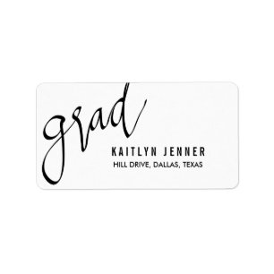Casual Grad Typography Black Chic Label