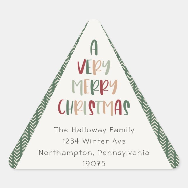 Casual Green Christmas Triangle Envelope Seals (Front)