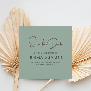 Casual Green Script Typography Weeding Save The Date