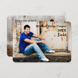 Casual Grunge  - 3x5 Graduation Announcement