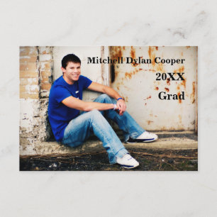 Casual Grunge  - 3x5 Graduation Announcement