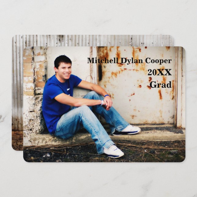 Casual Grunge  - Graduation Announcement (Front/Back)