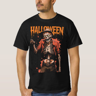 Casual Halloween Skeleton Rosary Tee