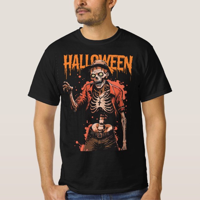 Casual Halloween Skeleton Rosary Tee (Front)