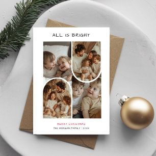 Casual Handwriting All Is Bright Christmas Photo Holiday Card