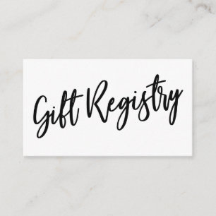 Casual Handwriting Black and White Gift Registry Enclosure Card