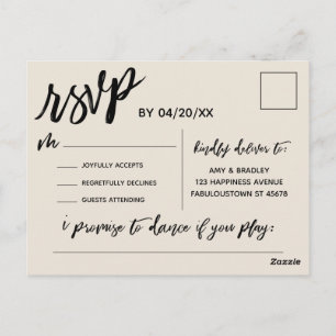 Casual Handwriting Cream RSVP Song Request Postcard