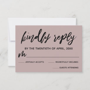 Casual Handwriting Dusty Rose Pink Wedding RSVP Card