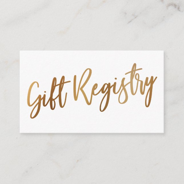 Casual Handwriting Gold Typography Gift Registry Enclosure Card (Front)