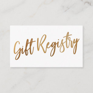 Casual Handwriting Gold Typography Gift Registry Enclosure Card