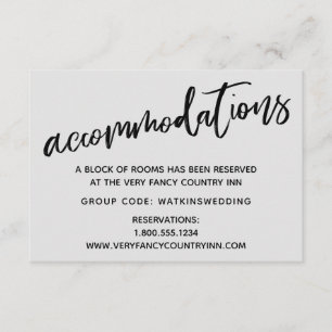 Casual Handwriting Grey Wedding Accommodations Enclosure Card