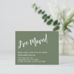 Casual Handwriting I've Moved Olive Announcement