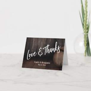 Casual Handwriting Love & Thanks Wooden Barrel Thank You Card
