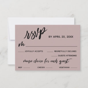 Casual Handwriting Menu Choice Dusty Rose RSVP