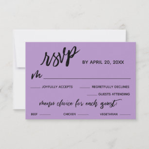 Casual Handwriting Menu Choice Pretty Purple RSVP