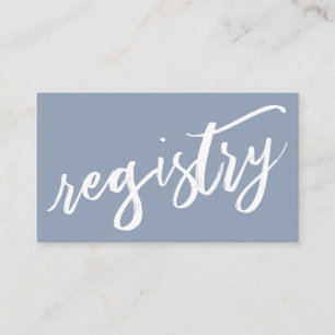 Casual Handwriting on Dusty Blue Gift Registry Enclosure Card