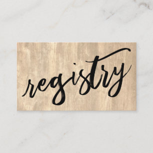 Casual Handwriting Pale Rustic Wood Gift Registry Enclosure Card