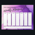 Casual Handwriting Purple Abastract Weekly Planner Notepad<br><div class="desc">This bold weekly planner has been set up with very basic elements that can all be edited... except for the header. The phrase "weekly planner" was rendered in a modern casual handwriting font and has been placed, as a graphic, at the top of the page. Use the template fields to...</div>