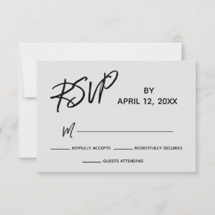 Casual Handwriting Script Grey Wedding RSVP Card