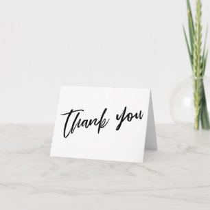Casual Handwriting Simple Black and White Wedding Thank You Card