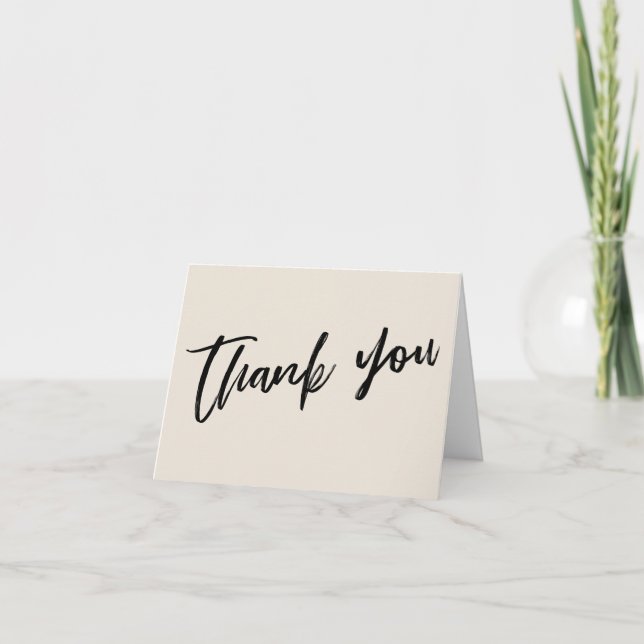 Casual Handwriting Simple Cream Wedding Thank You Card (Front)