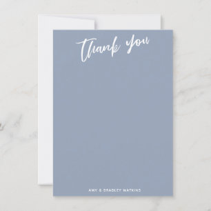 Casual Handwriting Simple Typography Dusty Blue Thank You Card