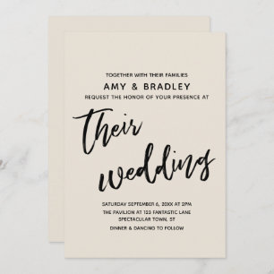 Casual Handwriting Simple Typography Wedding Cream Invitation