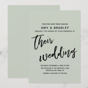 Casual Handwriting Simple Typography Wedding Sage Invitation