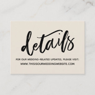 Casual Handwriting Simple Wedding Details Cream Enclosure Card