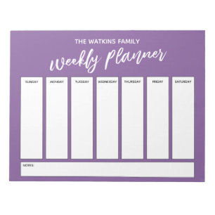Casual Handwriting, Simple Weekly Planner Purple Notepad